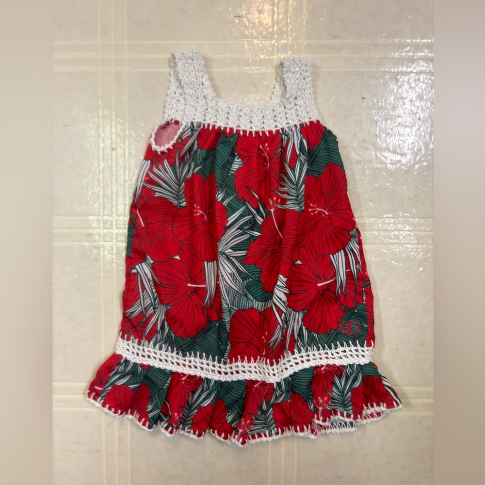 Floral Red and Green Kids Dress poinsettias festive dress
